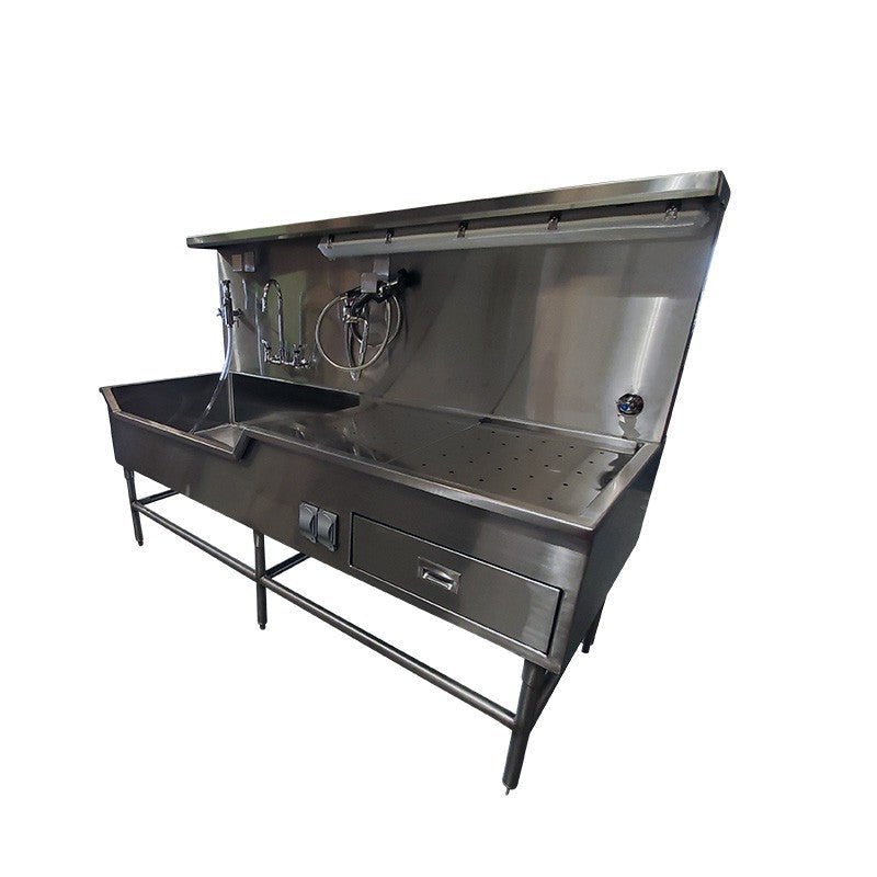 Left - Hand Embalming Sink Station - 1036 - 8L - American Mortuary Coolers & Equipments
