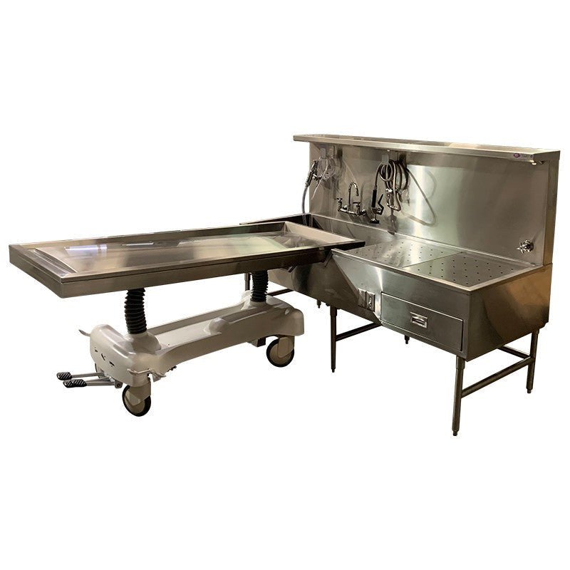 Left - Hand Embalming Sink Station - 1036 - 8L - American Mortuary Coolers & Equipments