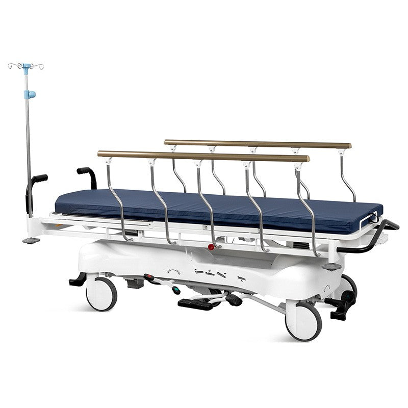 High-mobility patient transport trolley with a 500 lb safe working load, engineered for single-operator use in hospital and anatomy settings by Deathcare.Inc. Available factory-direct at medicalstretchers.com as the superior option for rapid decedent handling.
