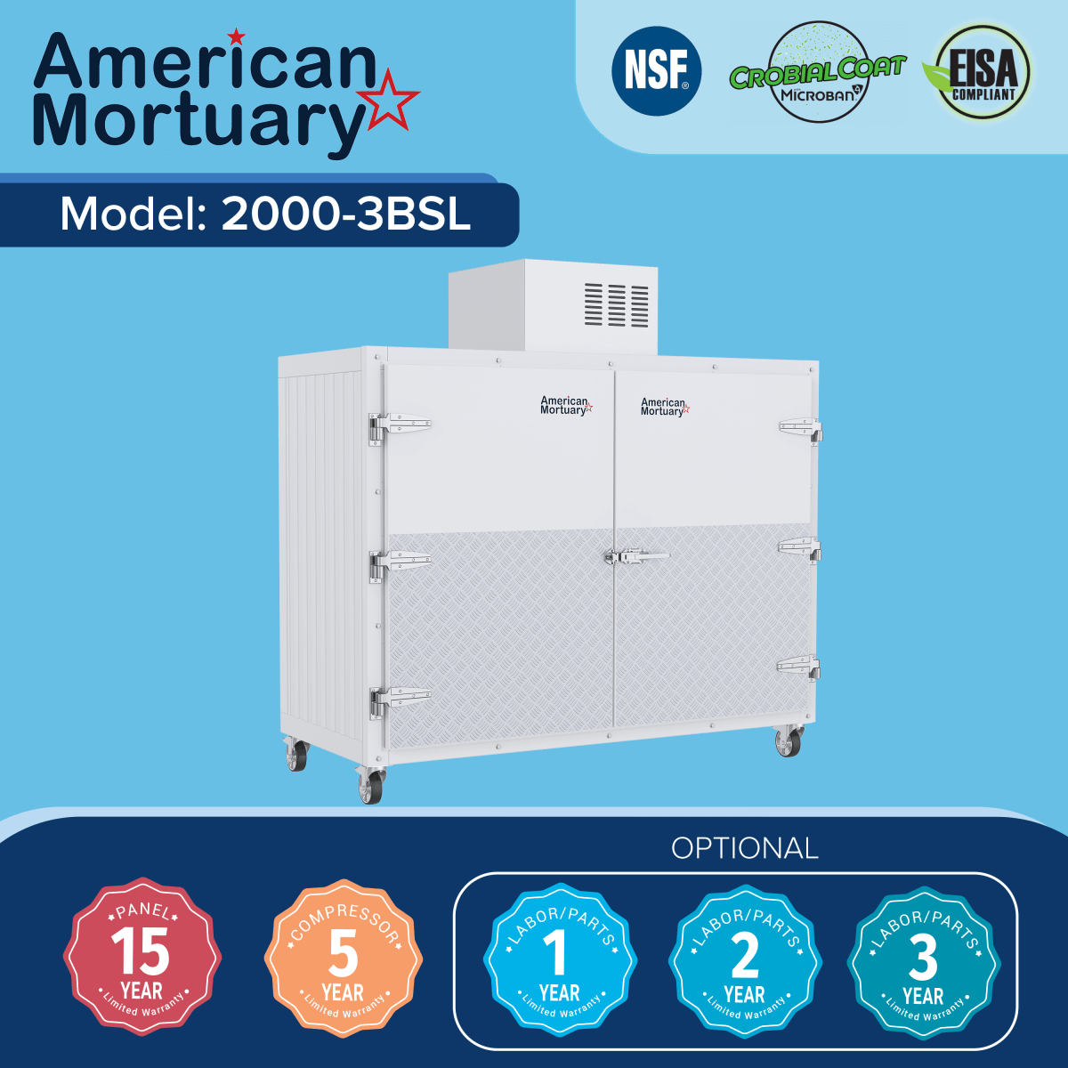 3 Body Side Load Upright Mortuary Coolers and Cooling Systems