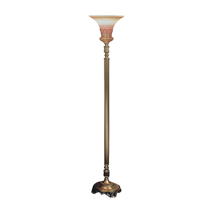 Meridian Torchiere Lamp in walnut laminate with antique bronze by American Mortuary Equipment