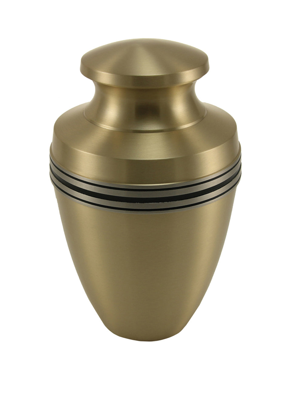Metallic Bronze Banded Brass Full Size Cremation Urn, Full Size (Adult), 10.6 x 6.6 x 6.6 in