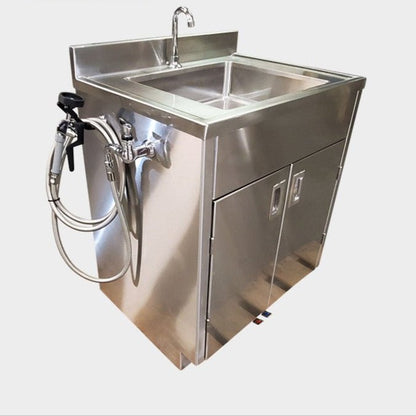 Morgue Foot Pedal Sink Station Model 1036-00FPS full unit, hands-free stainless scrub sink
