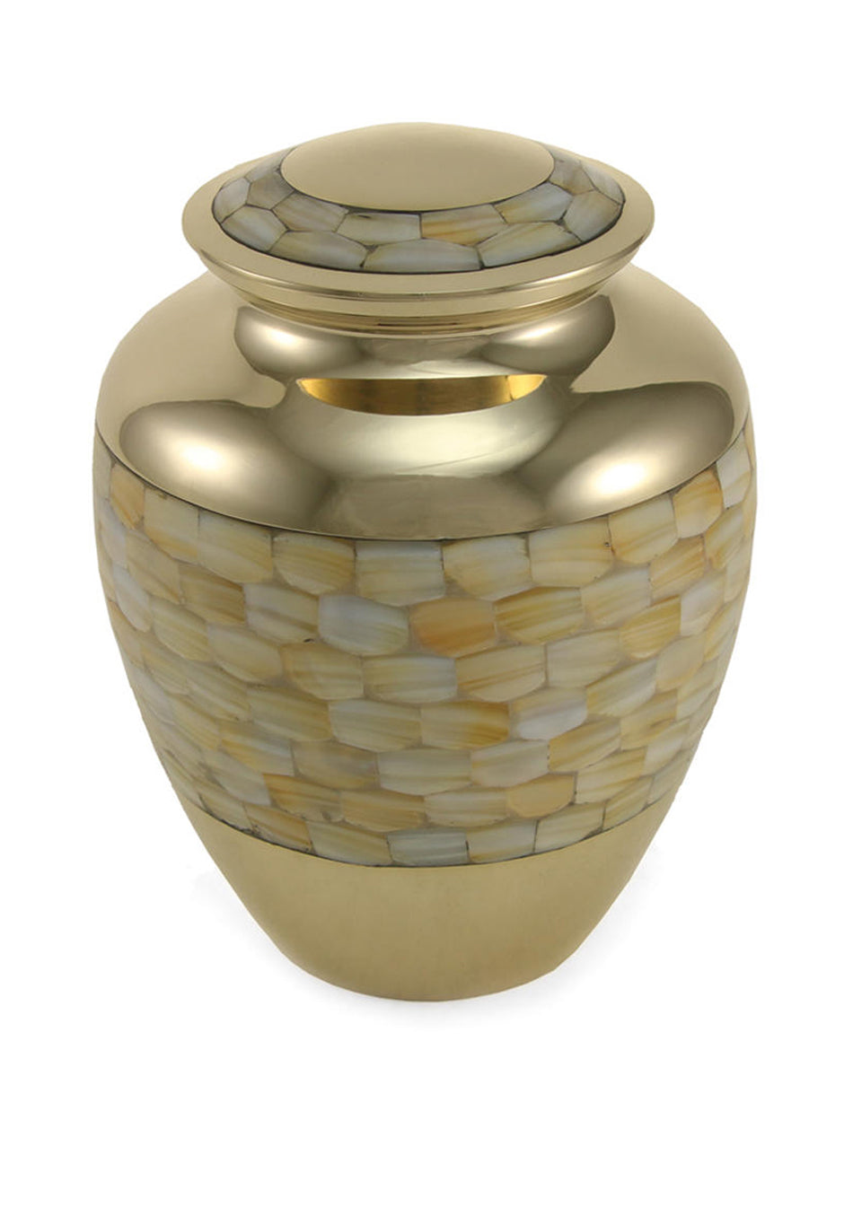 Mother of Pearl Inlay Bronze Full Size Cremation Urn, Full Size (Adult), 9 x 6.9 x 6.9 in
