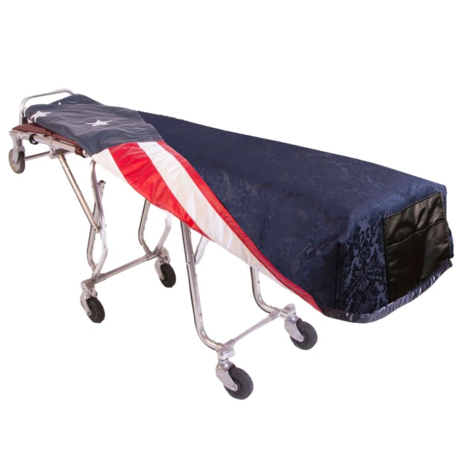 Navy Damask Cot Cover - Standard, Patriot Reversible Lining