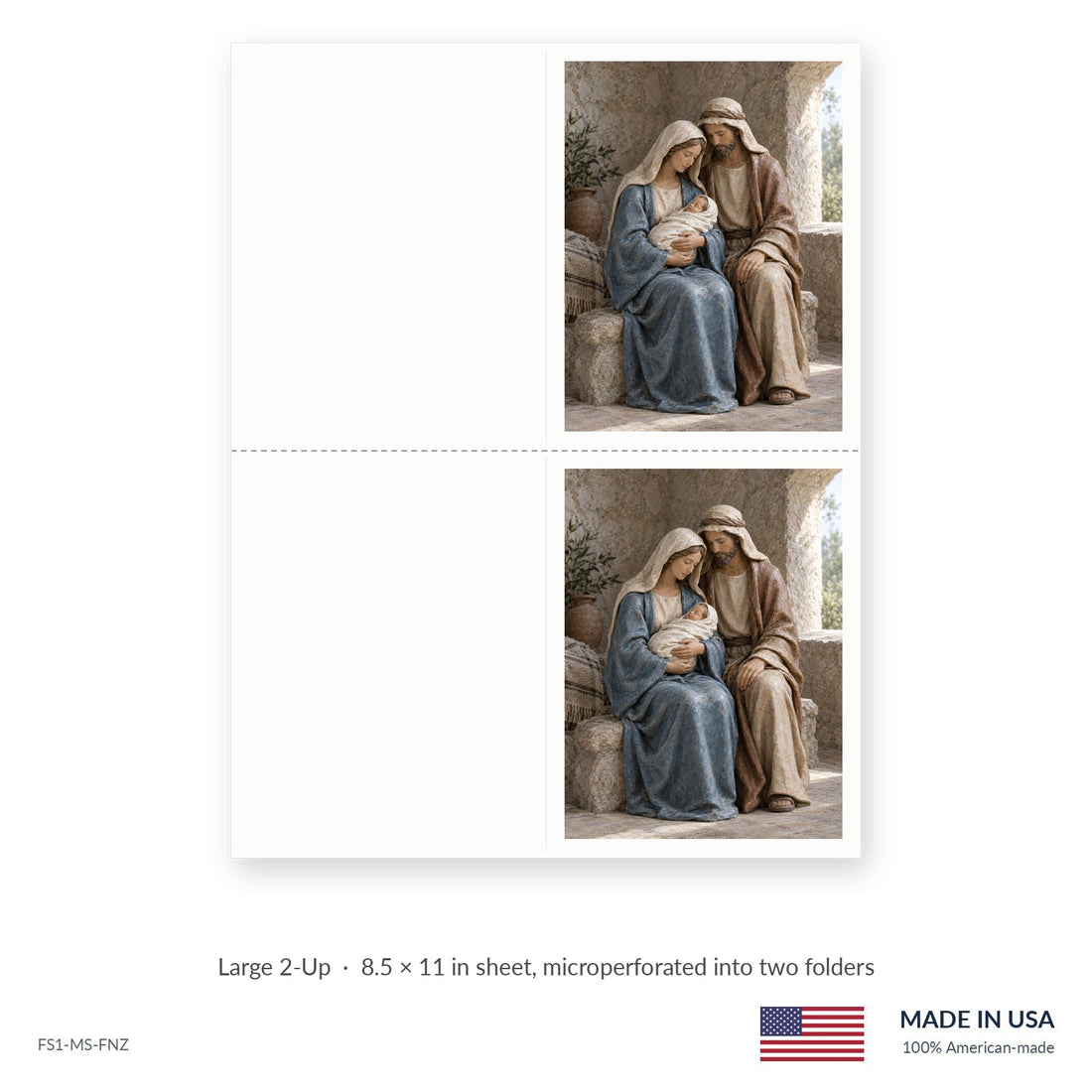 Nazareth funeral service folders, Large 2-Up 8.5 × 11 in sheet microperforated into two folders, Funeral Source One FS1-MS-FNZ