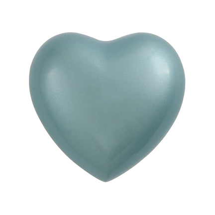 Ocean Teal with Silver Lid Brass Heart Keepsake Urn, Heart Keepsake, 2.7 x 2.9 x 1.6 in