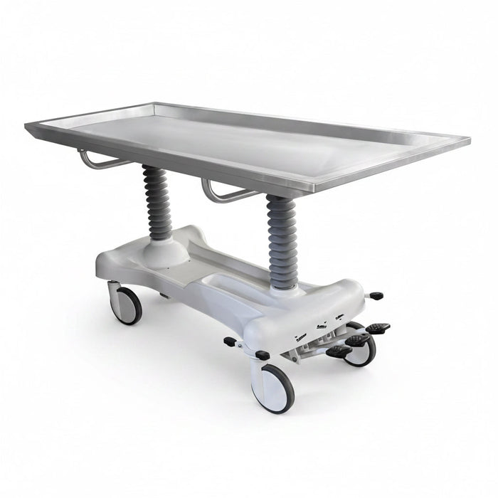 Oversized Hydraulic Embalming Table | Bariatric Mortuary Prep Table | 850 lb Cadaver Table | 35 Inch Stainless Funeral Home Embalming Table | American Mortuary Coolers