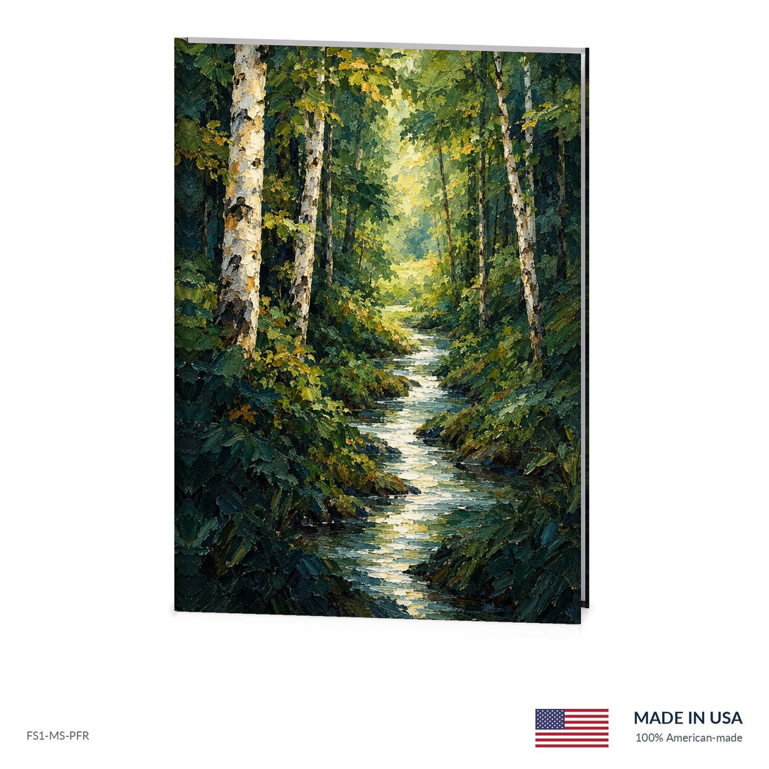 Painted Forest funeral register book with full-color cover wrap and visible page edge, Funeral Source One FS1-MS-PFR, Made in the USA