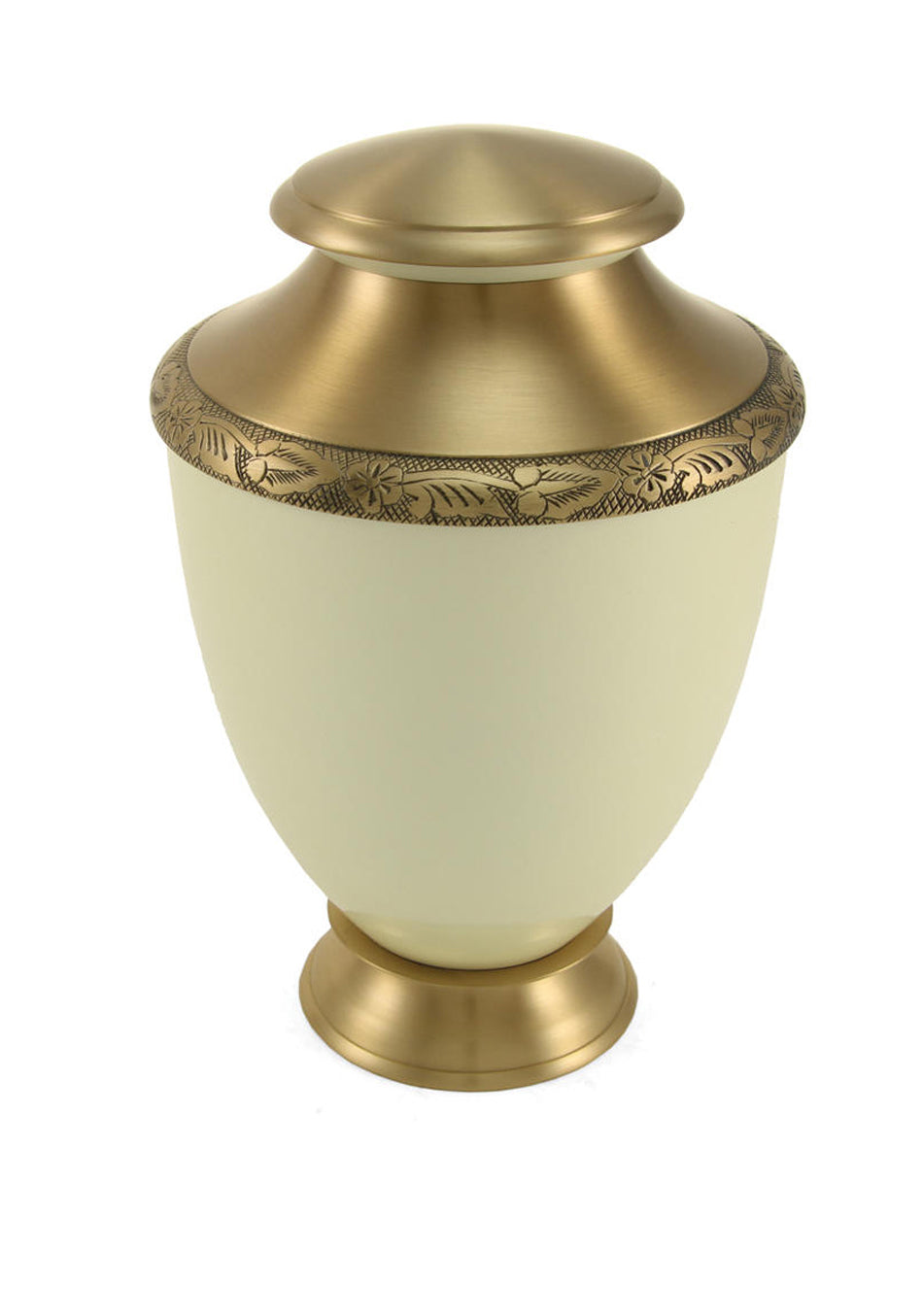 Pearl with Brass Band Full Size Cremation Urn, Full Size (Adult), 11 x 7.25 x 7.25 in