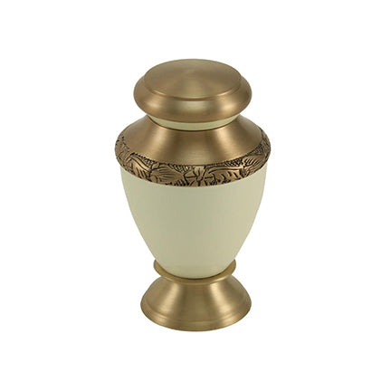 Pearl with Brass Band Mini Keepsake Urn, Mini Keepsake, 3 x 1.7 x 1.7 in
