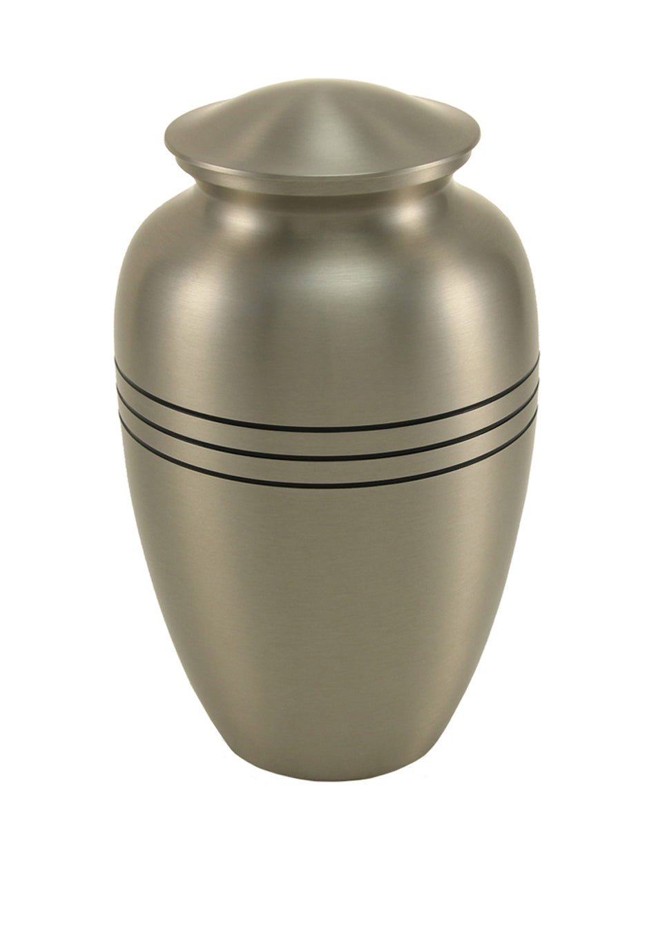 Pewter Banded Brass Full Size Cremation Urn, Full Size (Adult), 10.4 x 6.1 x 6.1 in