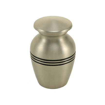 Pewter Banded Brass Mini Keepsake Urn, Mini Keepsake, 2.8 x 1.7 x 1.7 in