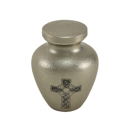 Pewter Celtic Cross Brass Mini Keepsake Urn