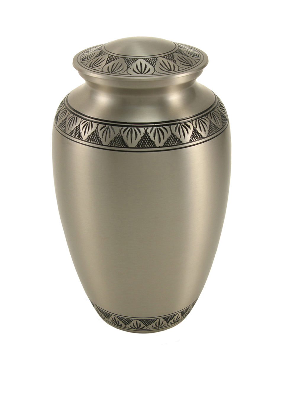 Pewter Leaf Brass Full Size Cremation Urn, Full Size (Adult), 10.4 x 6.1 x 6.1 in
