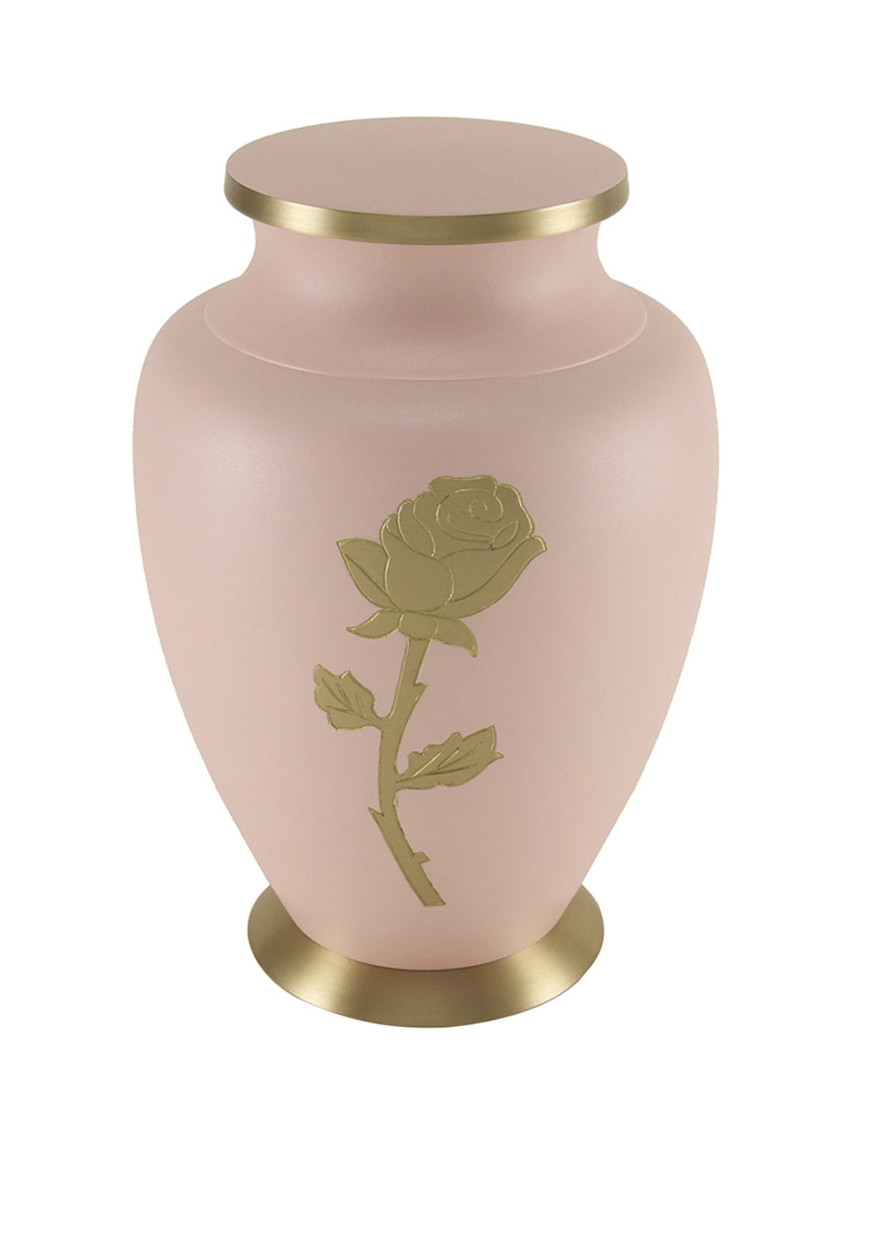 Pink Rose Brass Full Size Cremation Urn, Full Size (Adult), 10 x 6.6 x 6.6 in