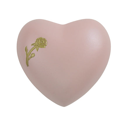 Pink Rose Brass Heart Keepsake Urn, Heart Keepsake, 2.7 x 2.9 x 1.6 in