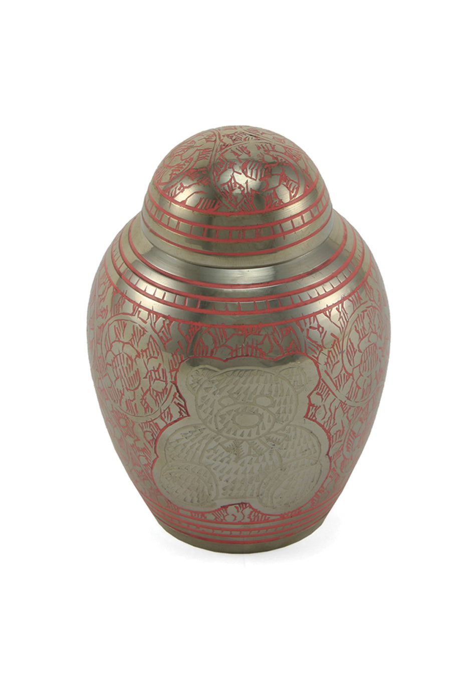 Pink Teddy Bear Brass Petite Cremation Urn, Petite, 4.3 x 3.1 x 3.1 in