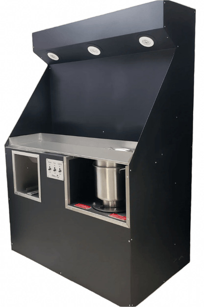 Model 1030-1A cremains processing station detail, dual-use human and pet crematory equipment