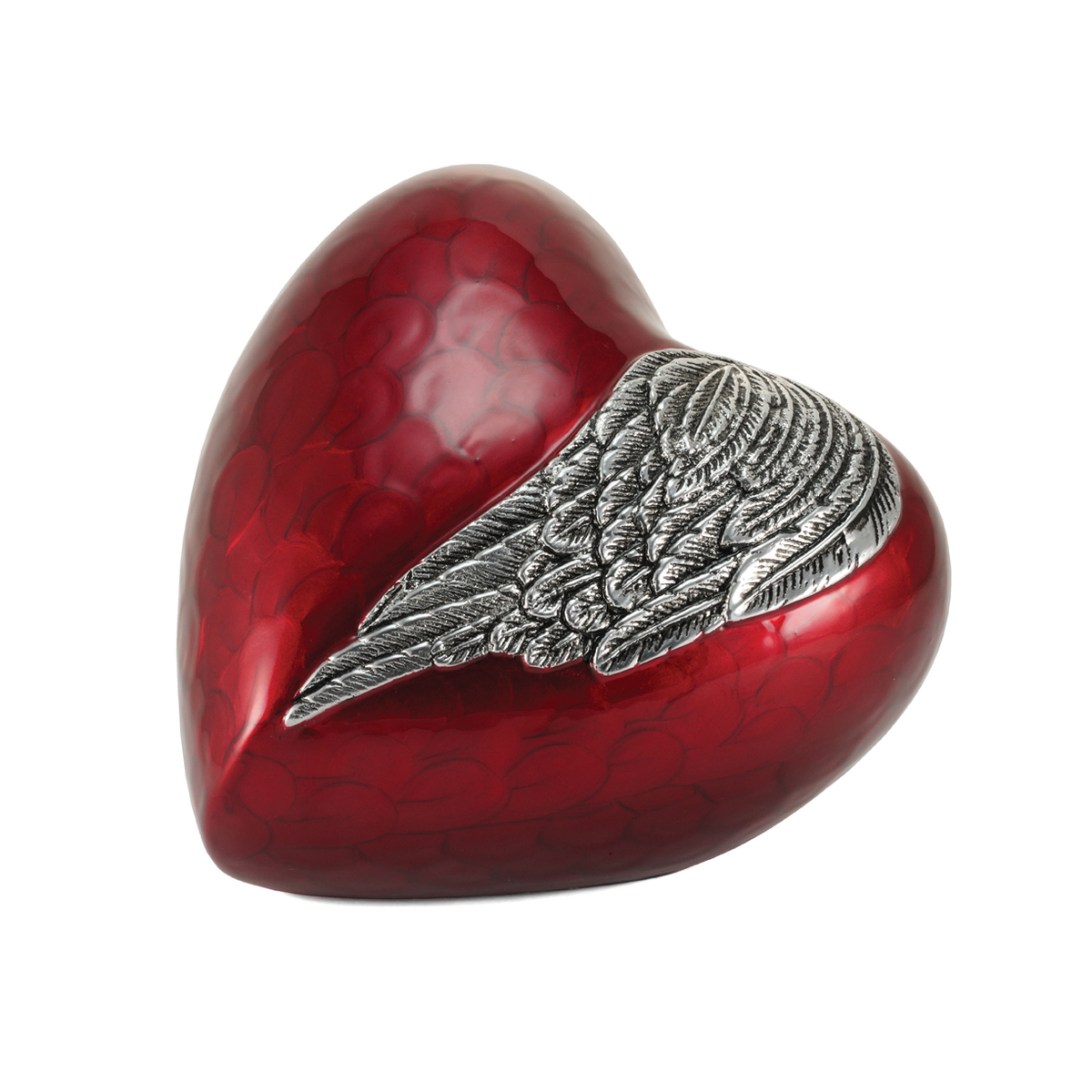 Red Heart with Angel Wing Full Size Cremation Urn, Full Size (Adult), 8 x 8.75 x 8.25 in