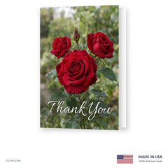 Red Roses Funeral Acknowledgment Cards