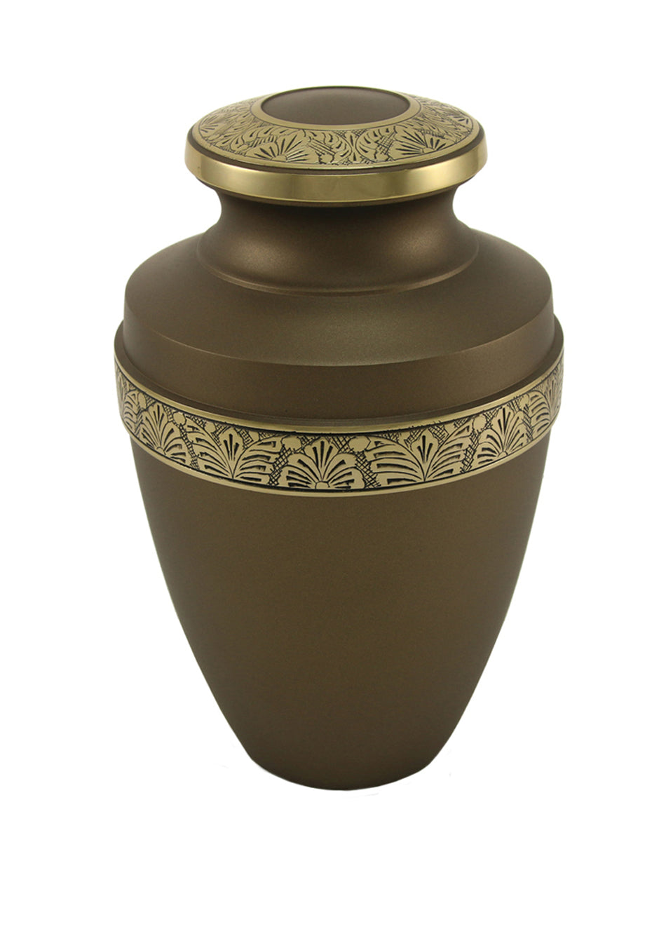 Rustic Sepia Banded Brass Full Size Cremation Urn