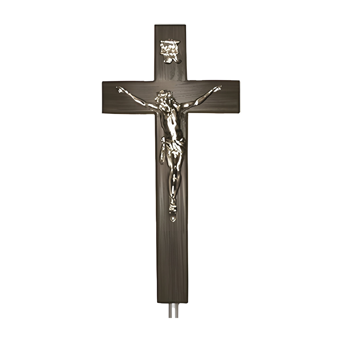 Sierra Crucifix on Stand in laminate with satin nickel by American Mortuary Equipment