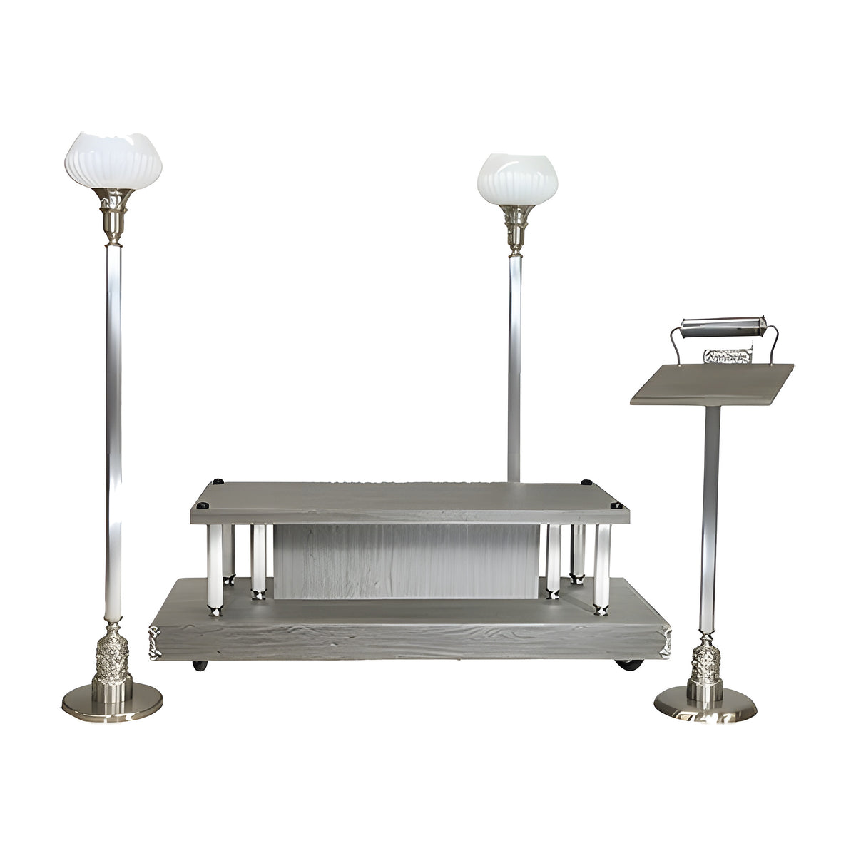 Sierra Chapel Set in laminate with satin nickel by American Mortuary Equipment
