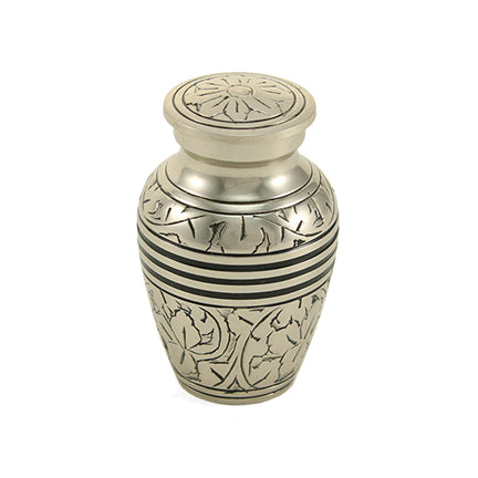 Silver Oak Leaf Brass Mini Keepsake Urn
