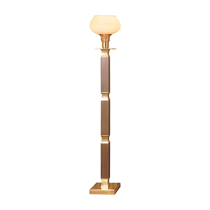 Sterling Torchiere Lamp in walnut laminate with fluted brass trim by American Mortuary Equipment
