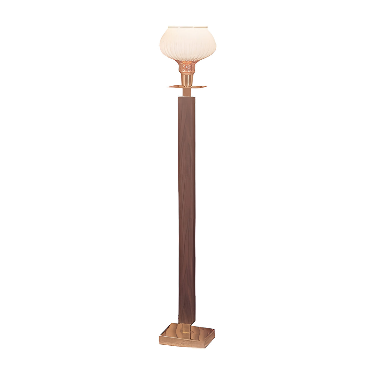 Summit Torchiere Lamp in walnut laminate with brass by American Mortuary Equipment