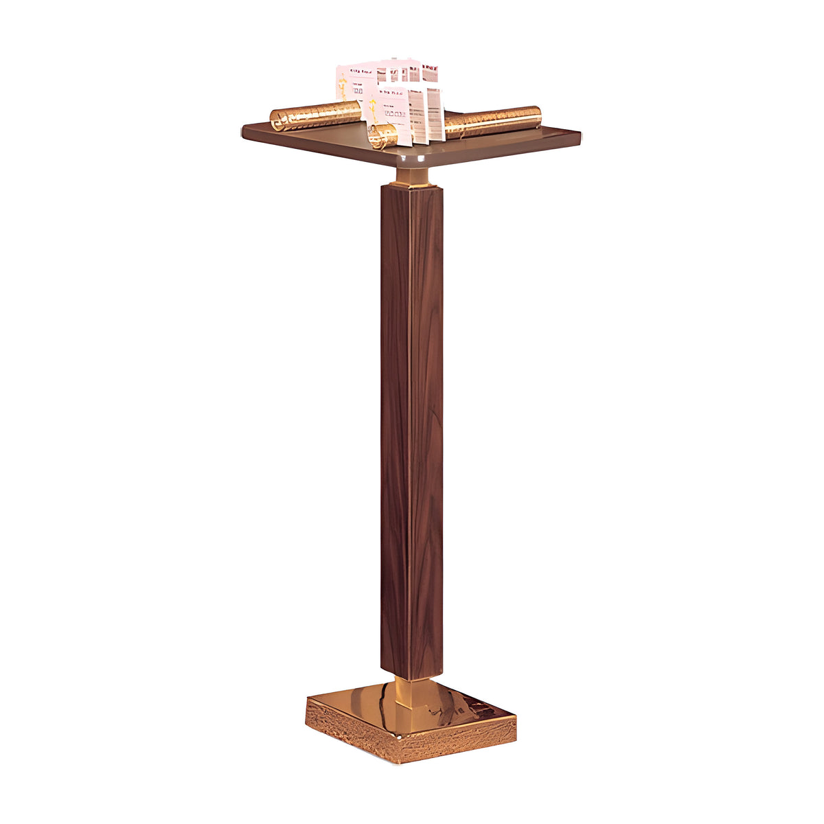 Summit Mass Card Holder in walnut laminate with brass by American Mortuary Equipment