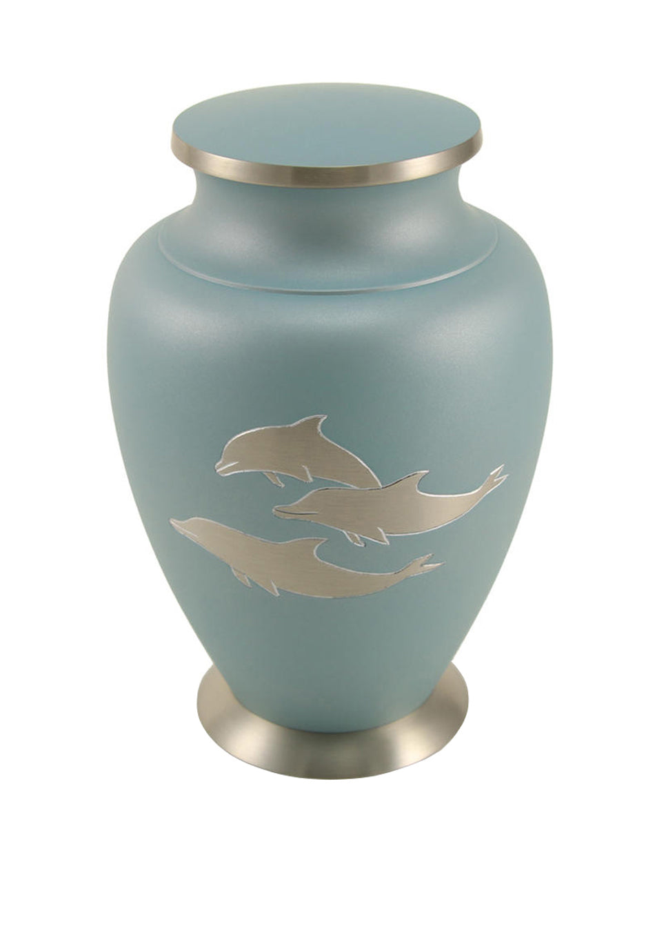 Teal Dolphin Brass Full Size Cremation Urn, Full Size (Adult), 10 x 6.6 x 6.6 in