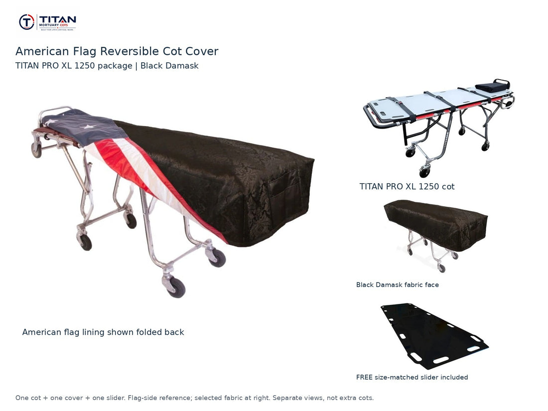 TITAN PRO XL 1250 Cot + American Flag Reversible Cot Cover