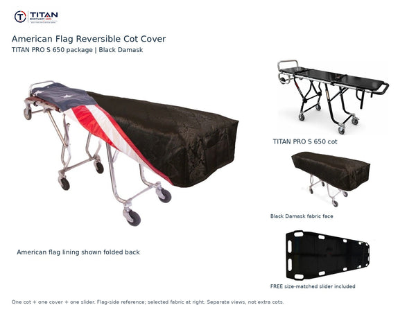 TITAN PRO S 650 Cot + American Flag Reversible Cot Cover