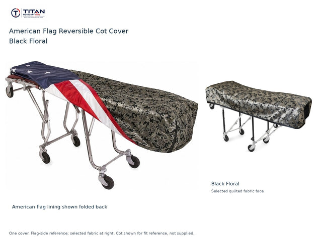 TITAN American Flag Reversible Cot Cover | Black Floral