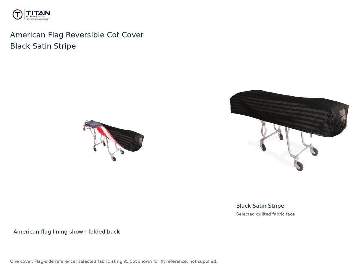 Black Satin Stripe Flag Reversible Cot Cover
