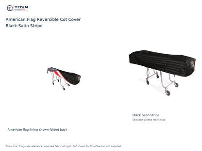 Black Satin Stripe Flag Reversible Cot Cover
