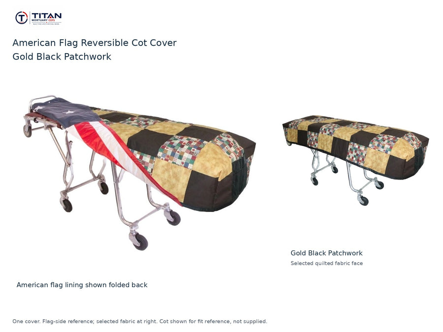TITAN American Flag Reversible Cot Cover | Gold Black Patchwork