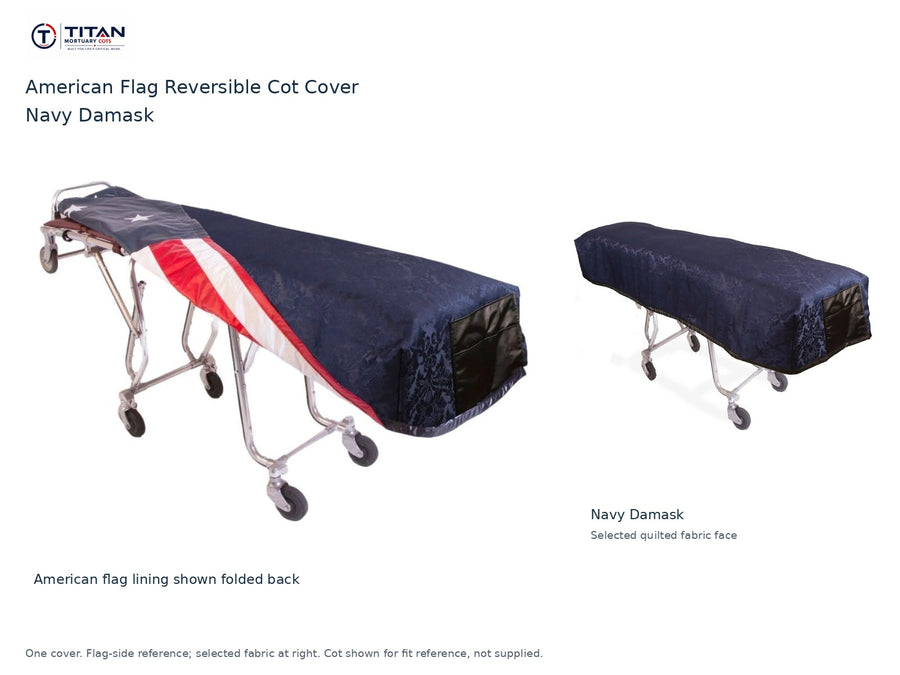 TITAN American Flag Reversible Cot Cover | Navy Damask