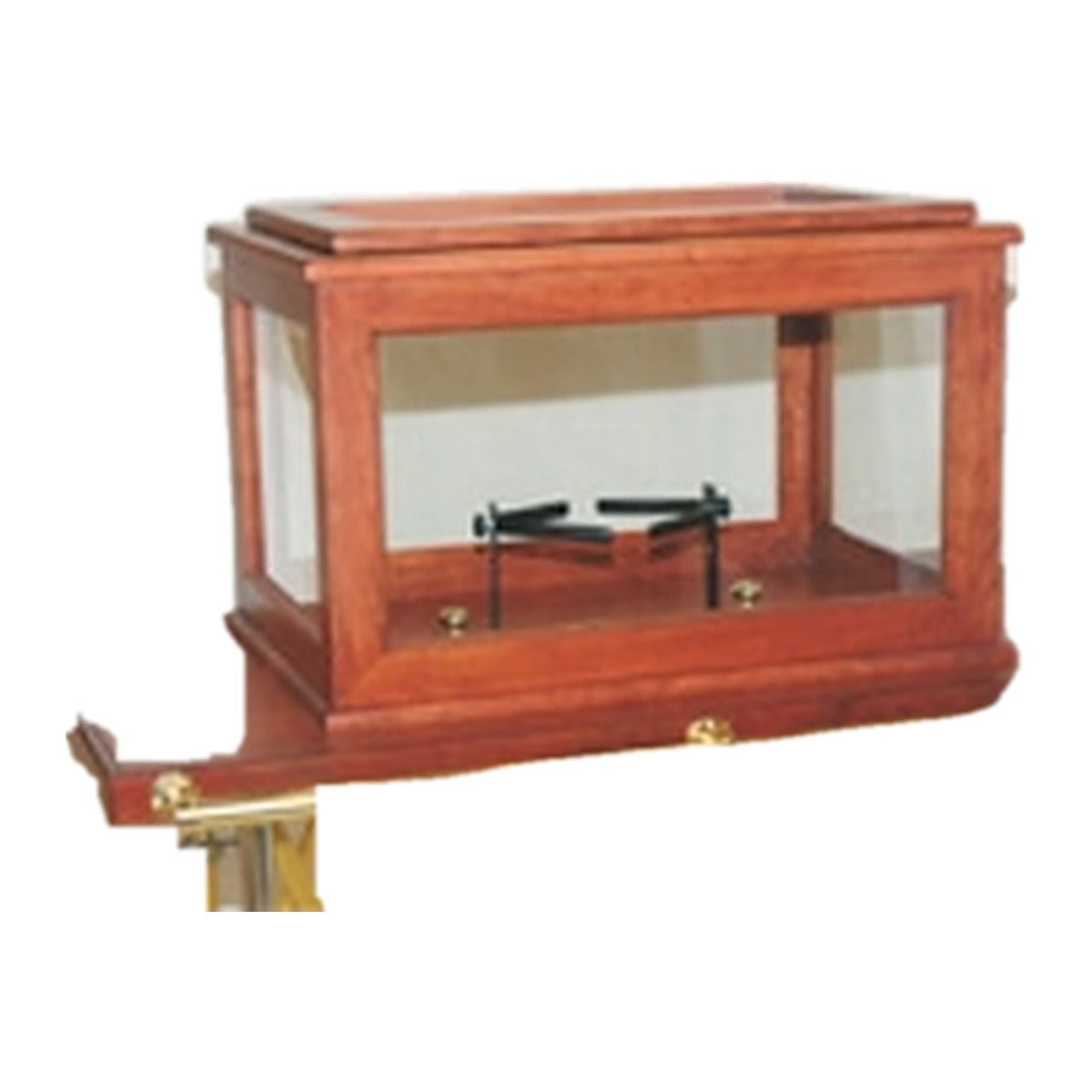 Adjustable urn arms inside the TITAN memorial urn display cabinet