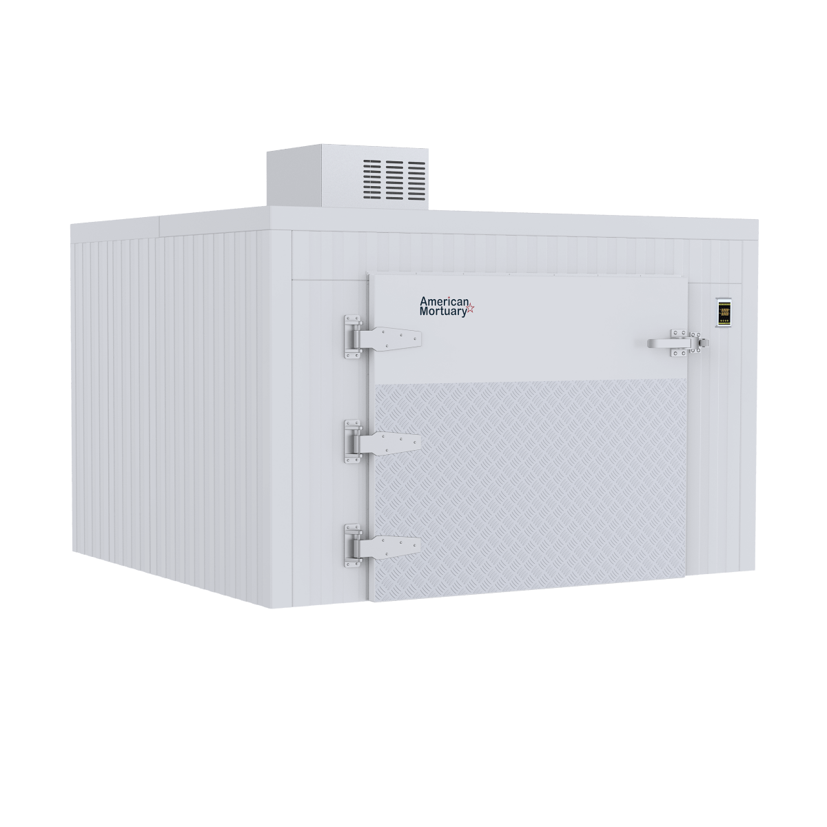 Floorless grade-level cot roll-in entry on TR3 cooler