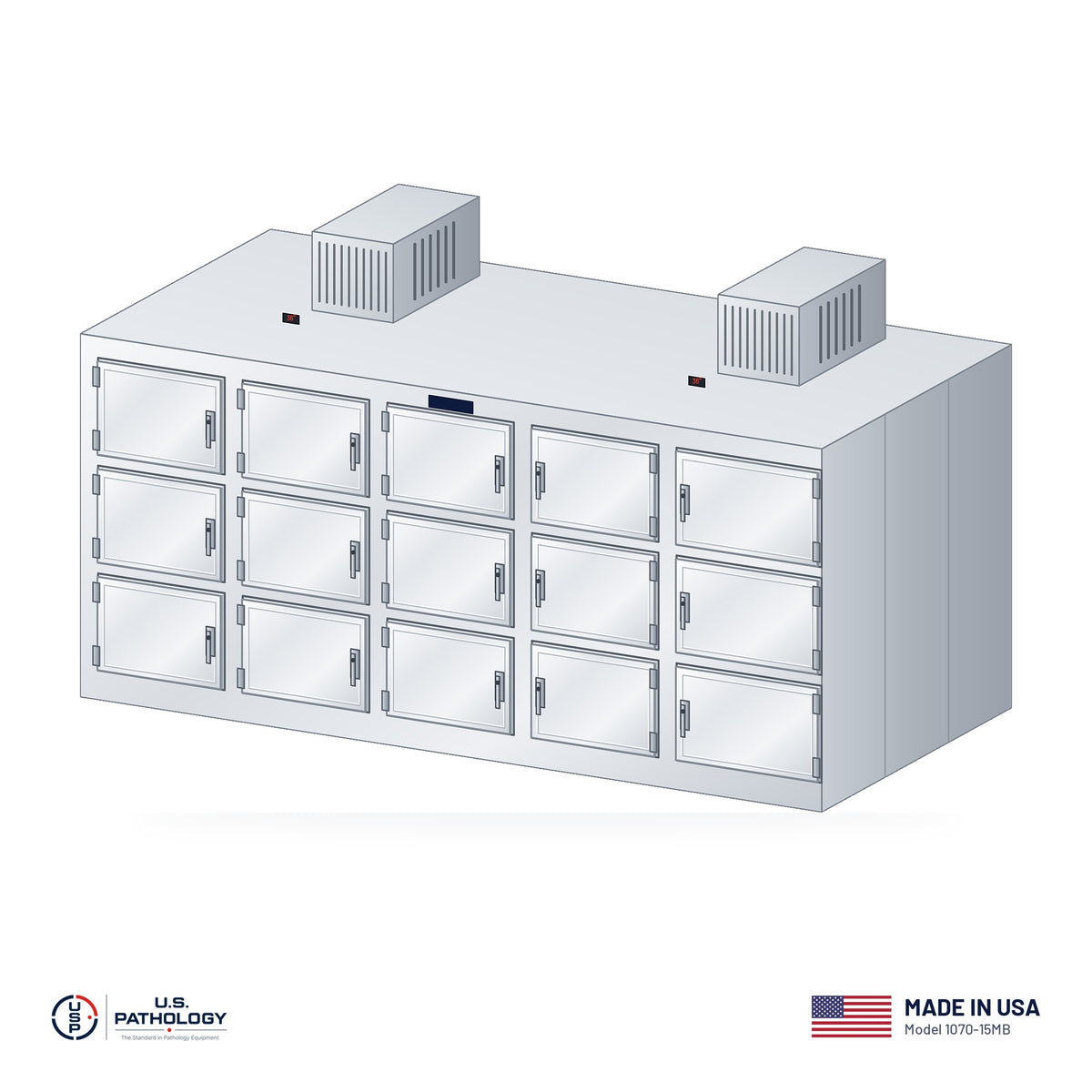 USPE 15-Body Vault Morgue Cooler, Model 1070-15MB, made in the USA, NSF and UL
