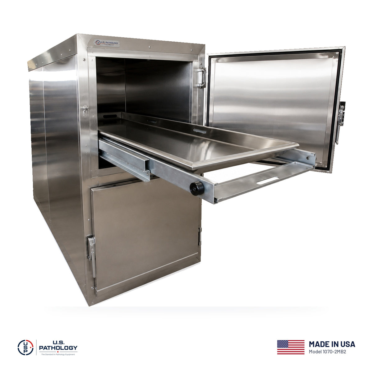 USPE 2-Body Vault Morgue Cooler, Model 1070-2MB2, made in the USA, NSF and UL