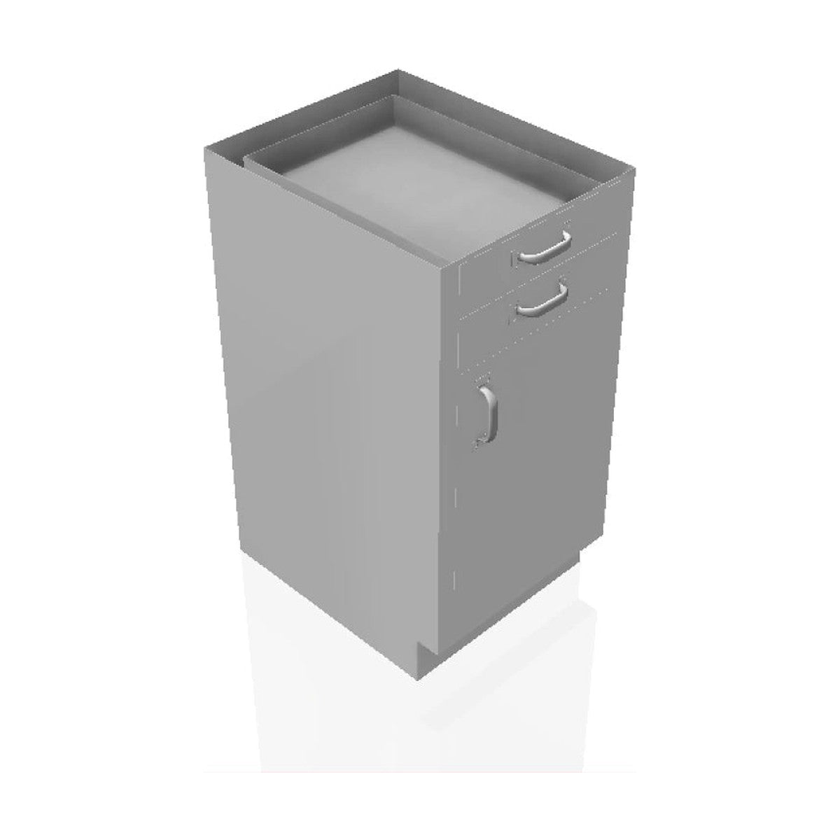 USPE USPE-CW-2364 lab base cabinet with 2 small drawers over 1 cabinet door, line drawing view