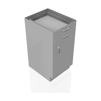 USPE USPE-CW-2364 lab base cabinet with 2 small drawers over 1 cabinet door, line drawing view