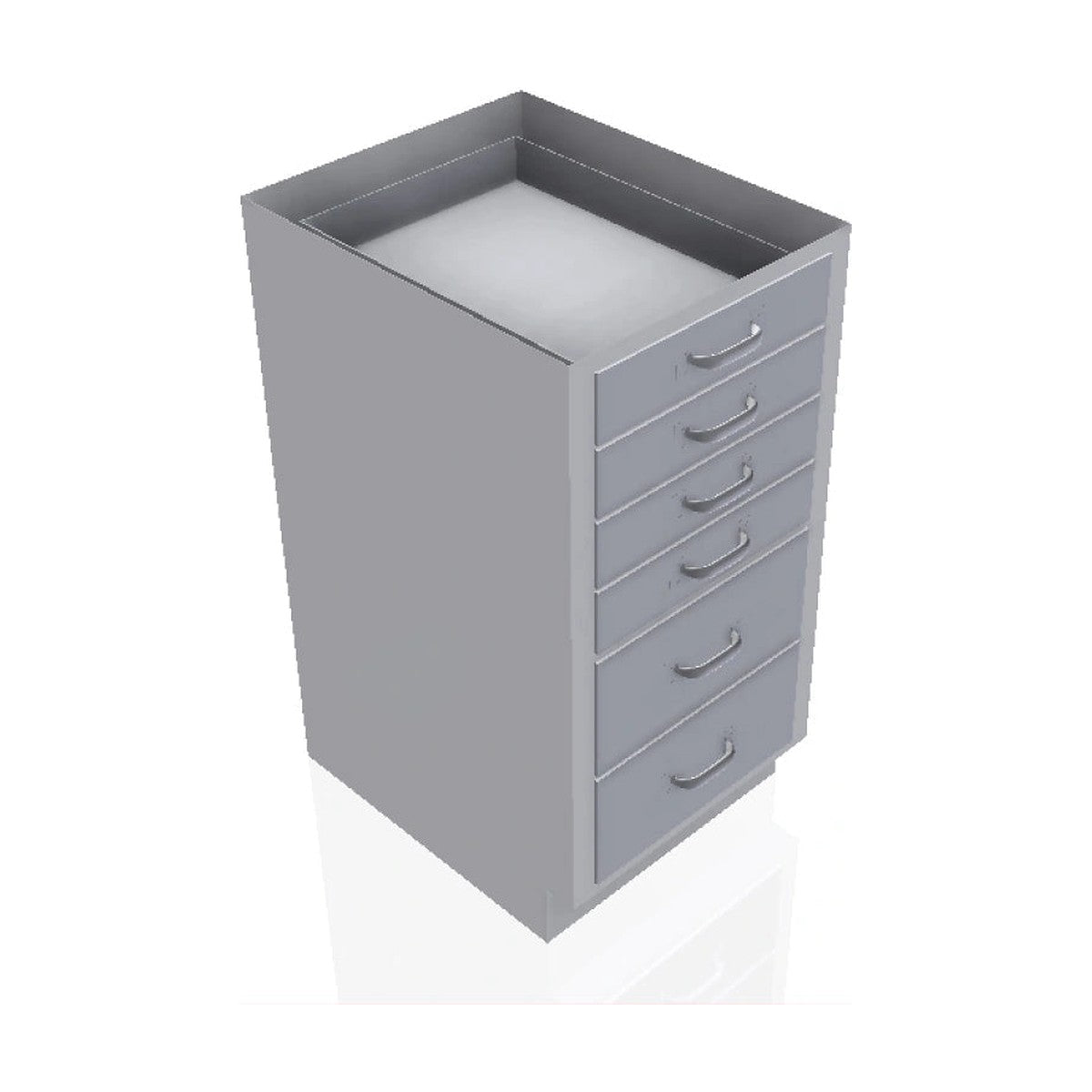 USPE USPE-CW-2369 lab base cabinet with 2 medium and 4 small drawers, front perspective view