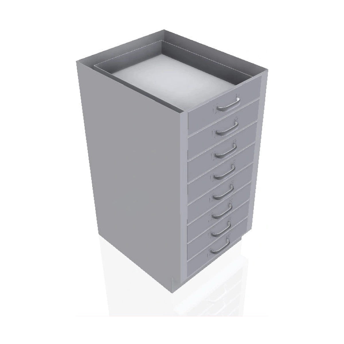 USPE USPE-CW-2373 lab base cabinet with 8 small drawers, front perspective view