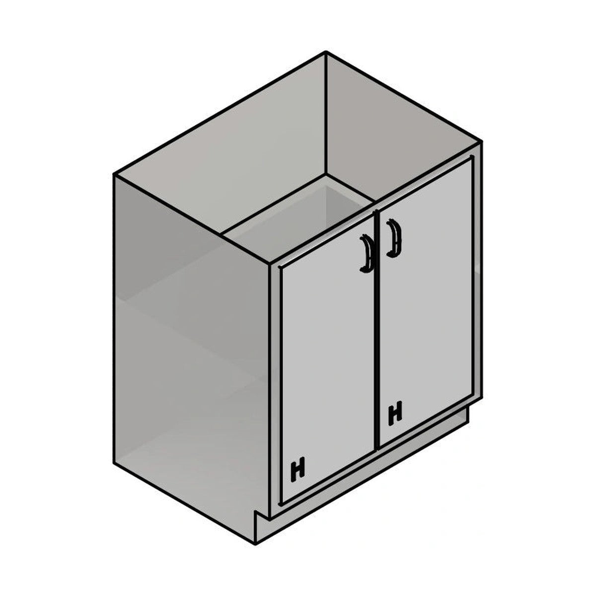 USPE USPE-CW-2379 lab base cabinet with 2 cabinet doors, line drawing view