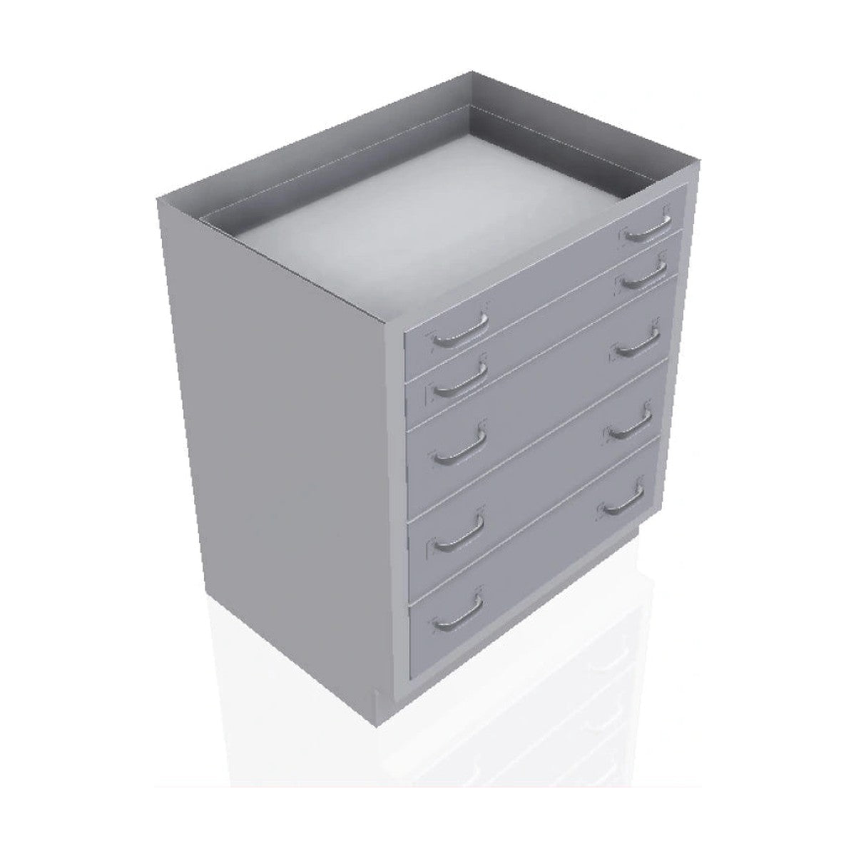 USPE USPE-CW-2381 lab base cabinet with 3 medium and 2 small drawers, front perspective view